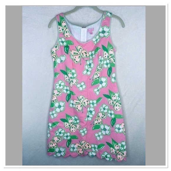 Lilly Pulitzer Nina Textured Cotton Dress pretty pink tootie - Picture 1 of 8